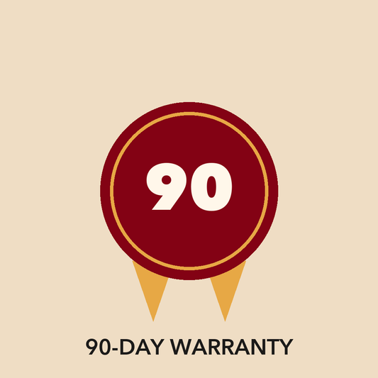 90-Day Warranty - flat burgundy medal